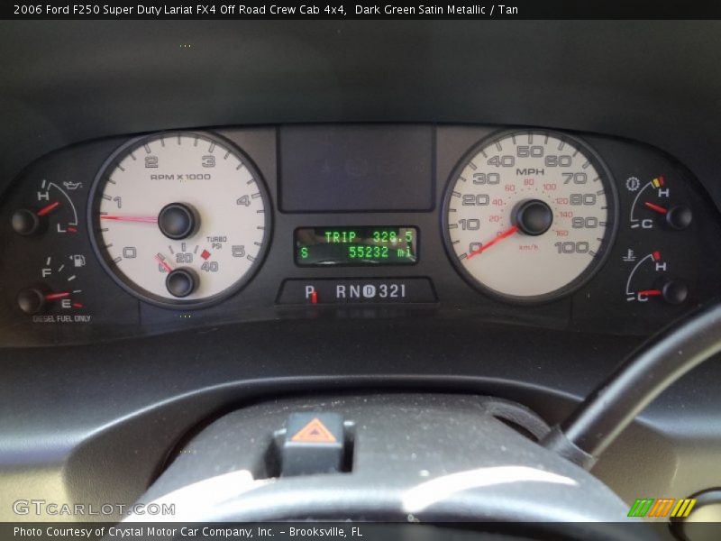 Dark Green Satin Metallic / Tan 2006 Ford F250 Super Duty Lariat FX4 Off Road Crew Cab 4x4