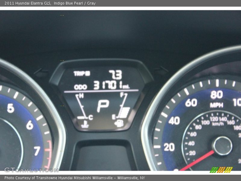 Indigo Blue Pearl / Gray 2011 Hyundai Elantra GLS