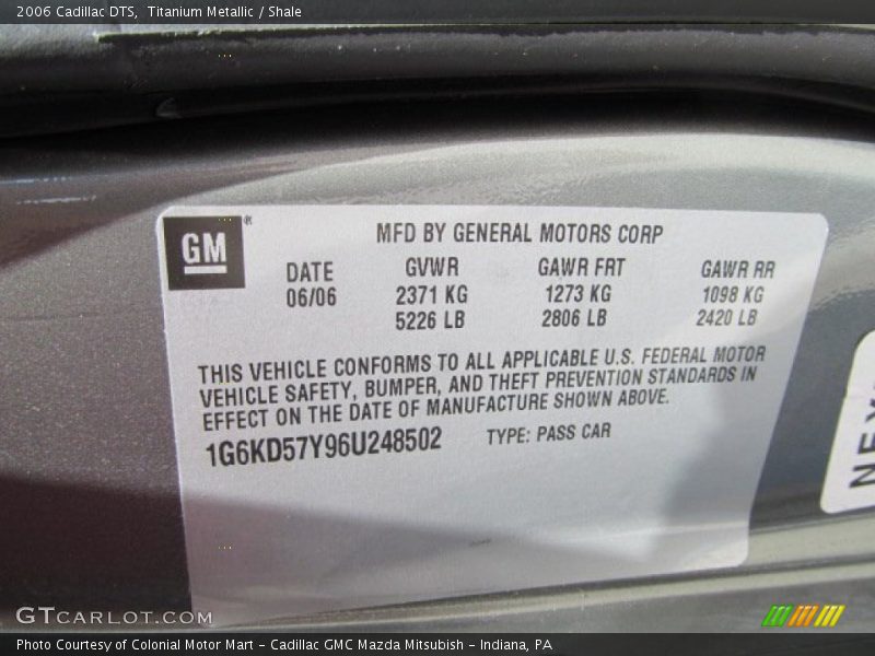 Titanium Metallic / Shale 2006 Cadillac DTS