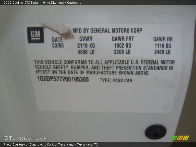 White Diamond / Cashmere 2006 Cadillac CTS Sedan