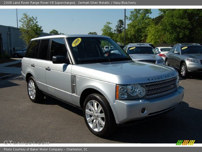 Zermatt Silver Metallic / Navy Blue/Ivory 2008 Land Rover Range Rover V8 Supercharged