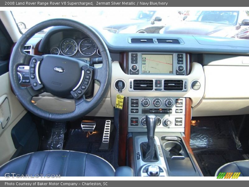 Zermatt Silver Metallic / Navy Blue/Ivory 2008 Land Rover Range Rover V8 Supercharged