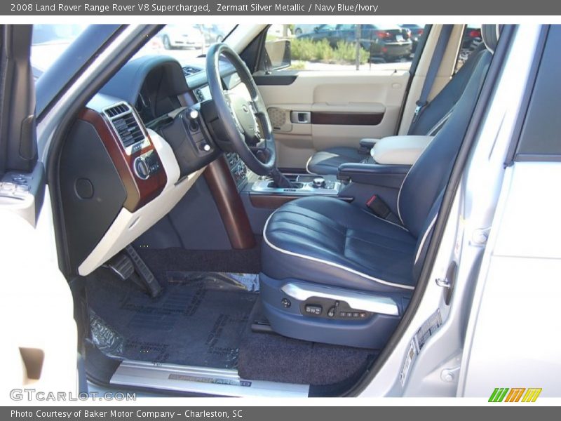 Zermatt Silver Metallic / Navy Blue/Ivory 2008 Land Rover Range Rover V8 Supercharged