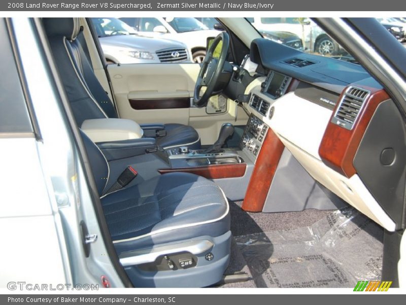 Zermatt Silver Metallic / Navy Blue/Ivory 2008 Land Rover Range Rover V8 Supercharged