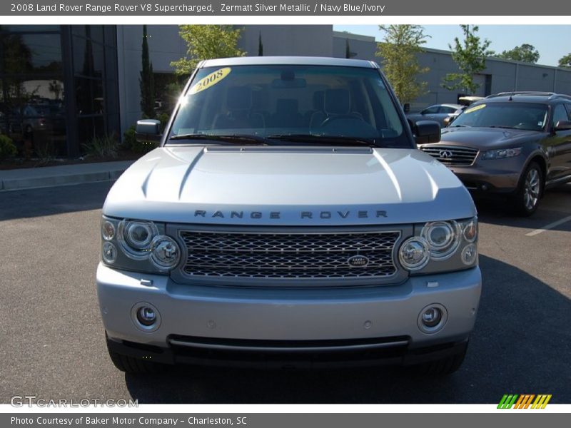 Zermatt Silver Metallic / Navy Blue/Ivory 2008 Land Rover Range Rover V8 Supercharged