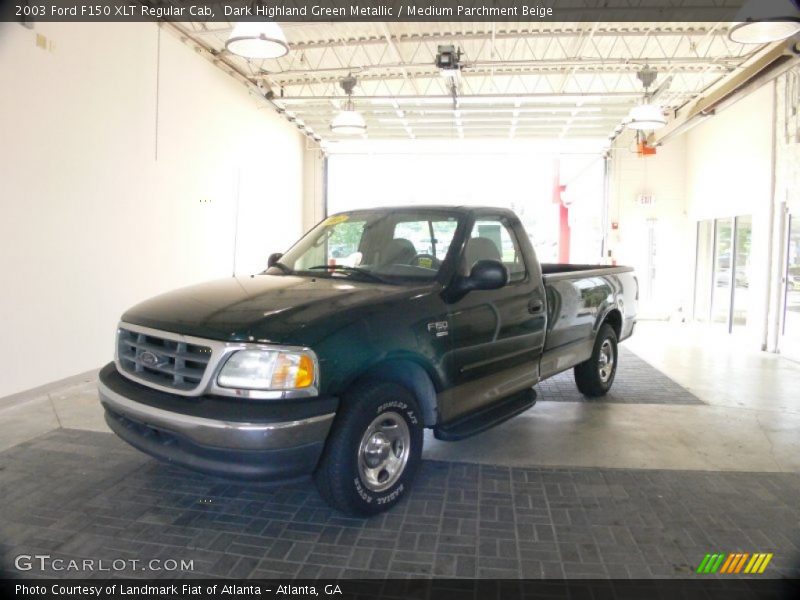 Dark Highland Green Metallic / Medium Parchment Beige 2003 Ford F150 XLT Regular Cab
