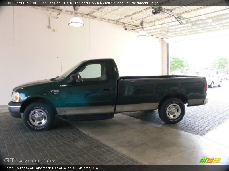 Dark Highland Green Metallic / Medium Parchment Beige 2003 Ford F150 XLT Regular Cab