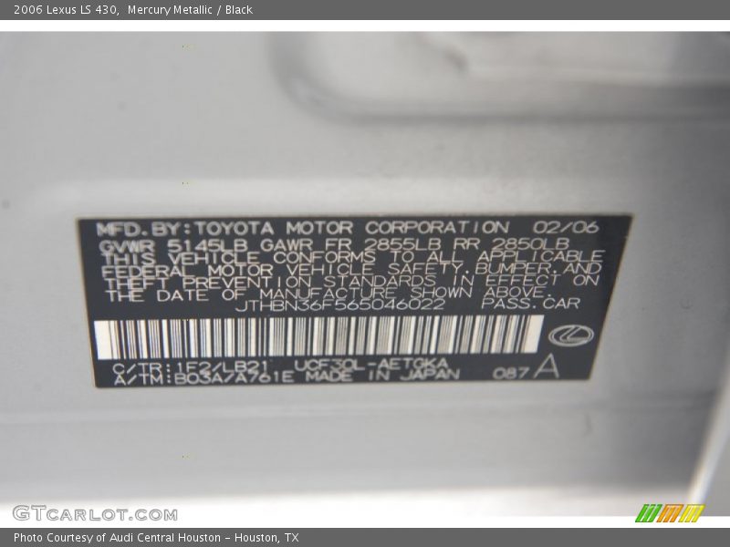 Mercury Metallic / Black 2006 Lexus LS 430