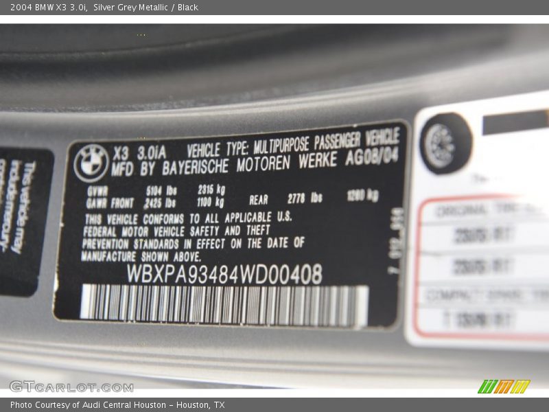 Silver Grey Metallic / Black 2004 BMW X3 3.0i