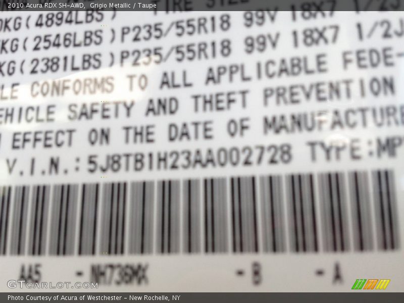Grigio Metallic / Taupe 2010 Acura RDX SH-AWD