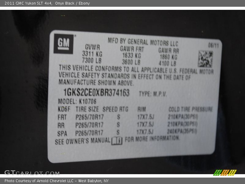 Onyx Black / Ebony 2011 GMC Yukon SLT 4x4