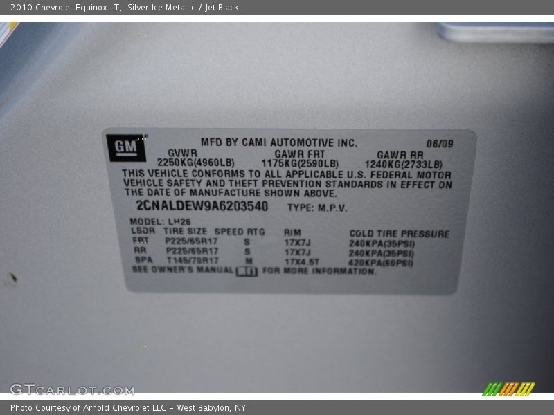 Silver Ice Metallic / Jet Black 2010 Chevrolet Equinox LT