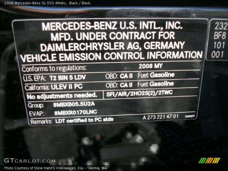 Black / Black 2008 Mercedes-Benz GL 550 4Matic