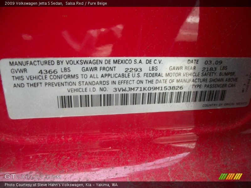 Salsa Red / Pure Beige 2009 Volkswagen Jetta S Sedan