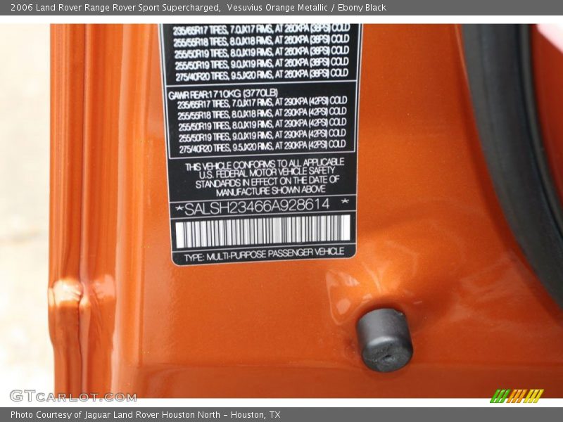 Vesuvius Orange Metallic / Ebony Black 2006 Land Rover Range Rover Sport Supercharged