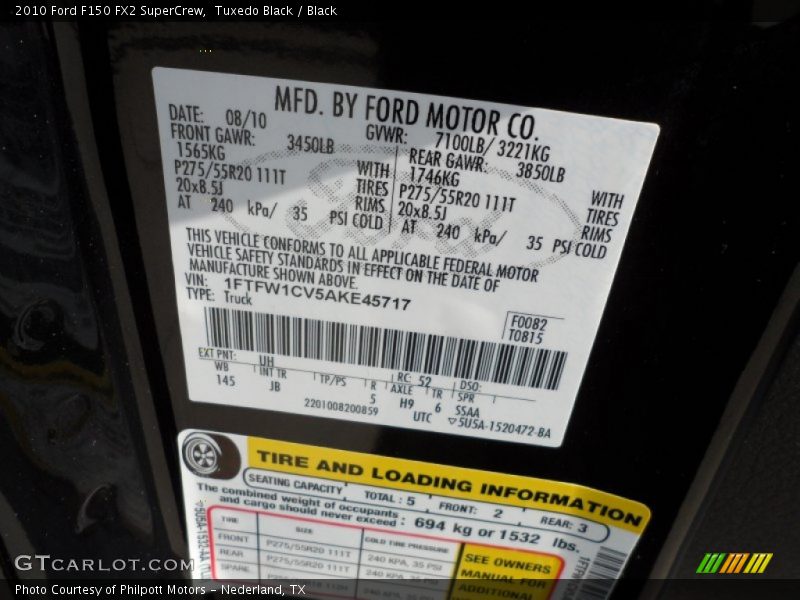 Tuxedo Black / Black 2010 Ford F150 FX2 SuperCrew