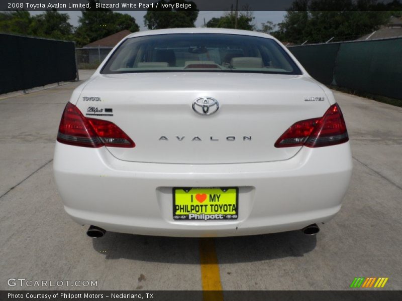 Blizzard White Pearl / Ivory Beige 2008 Toyota Avalon Limited