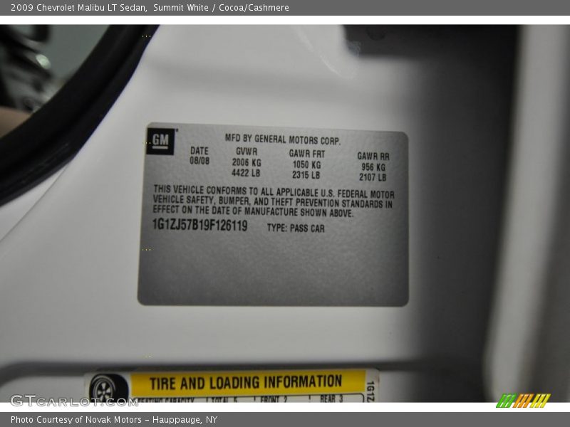 Summit White / Cocoa/Cashmere 2009 Chevrolet Malibu LT Sedan