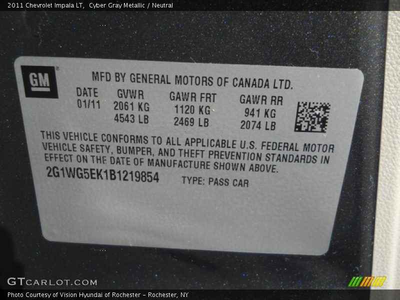 Cyber Gray Metallic / Neutral 2011 Chevrolet Impala LT