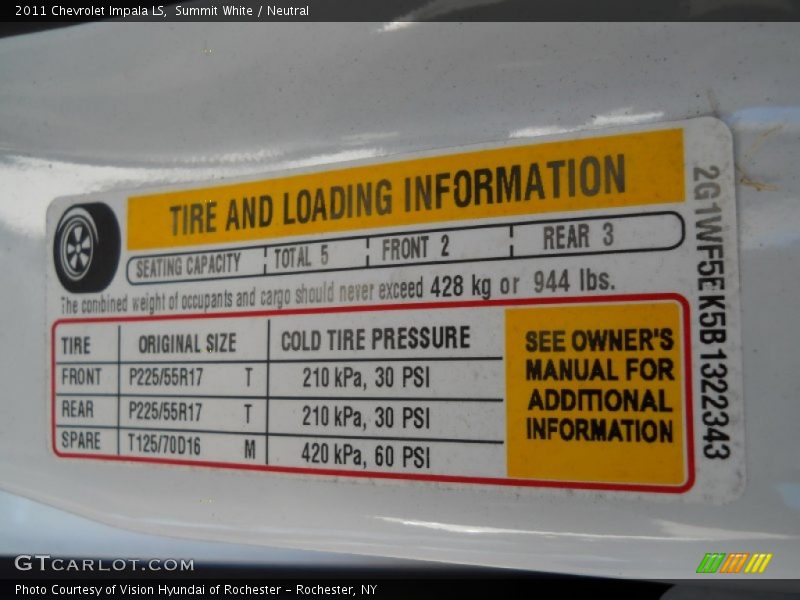 Summit White / Neutral 2011 Chevrolet Impala LS