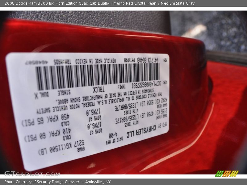 Inferno Red Crystal Pearl / Medium Slate Gray 2008 Dodge Ram 3500 Big Horn Edition Quad Cab Dually