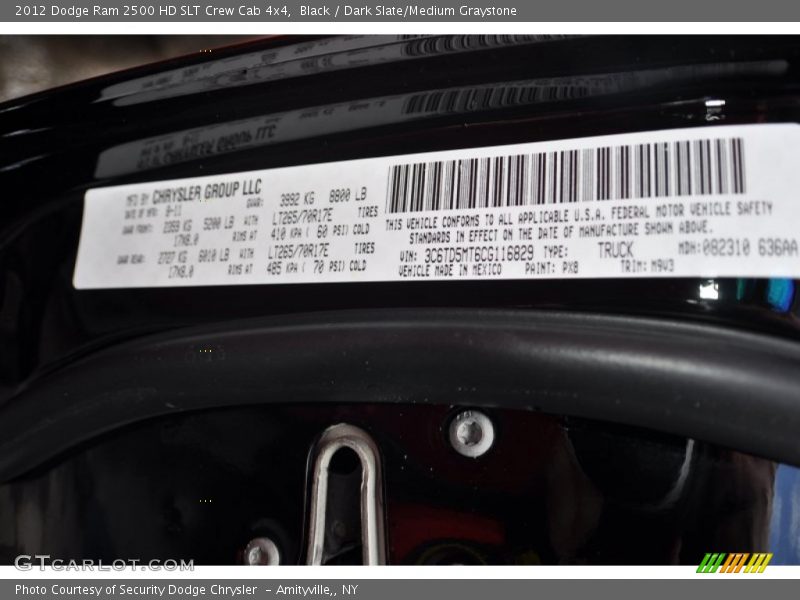 Black / Dark Slate/Medium Graystone 2012 Dodge Ram 2500 HD SLT Crew Cab 4x4
