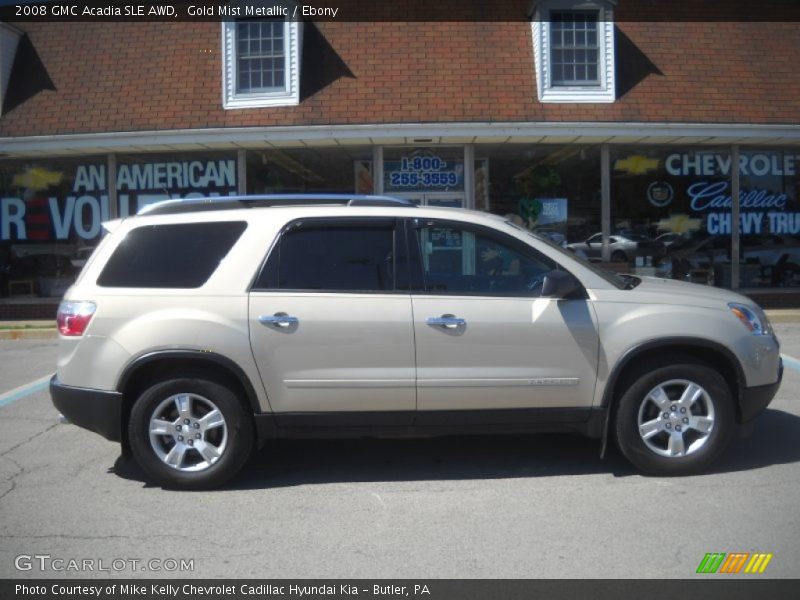 Gold Mist Metallic / Ebony 2008 GMC Acadia SLE AWD