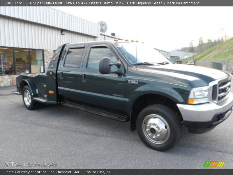  2003 F550 Super Duty Lariat Crew Cab 4x4 Chassis Dump Truck Dark Highland Green