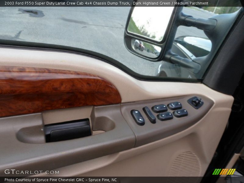 Dark Highland Green / Medium Parchment 2003 Ford F550 Super Duty Lariat Crew Cab 4x4 Chassis Dump Truck