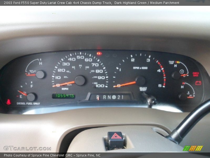  2003 F550 Super Duty Lariat Crew Cab 4x4 Chassis Dump Truck Lariat Crew Cab 4x4 Chassis Dump Truck Gauges