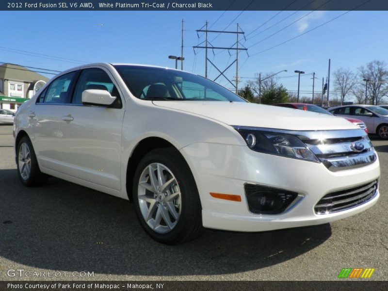 White Platinum Tri-Coat / Charcoal Black 2012 Ford Fusion SEL V6 AWD