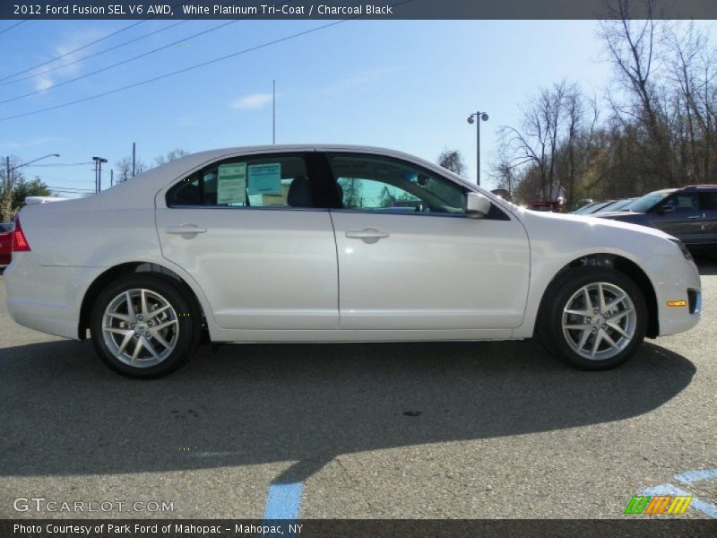 White Platinum Tri-Coat / Charcoal Black 2012 Ford Fusion SEL V6 AWD
