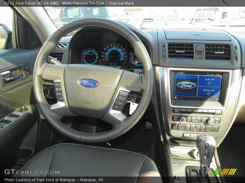 White Platinum Tri-Coat / Charcoal Black 2012 Ford Fusion SEL V6 AWD