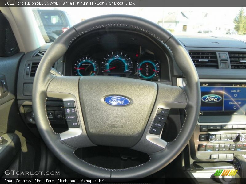 White Platinum Tri-Coat / Charcoal Black 2012 Ford Fusion SEL V6 AWD