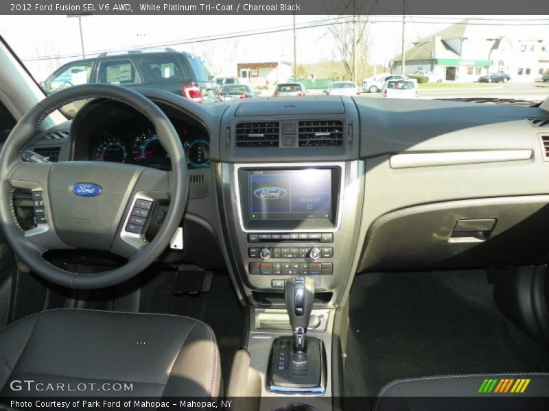White Platinum Tri-Coat / Charcoal Black 2012 Ford Fusion SEL V6 AWD