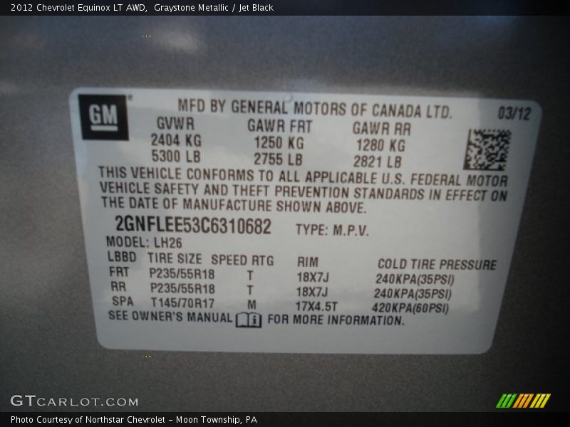 Graystone Metallic / Jet Black 2012 Chevrolet Equinox LT AWD