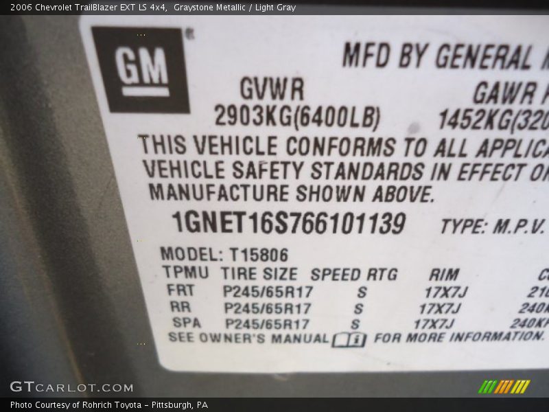 Graystone Metallic / Light Gray 2006 Chevrolet TrailBlazer EXT LS 4x4