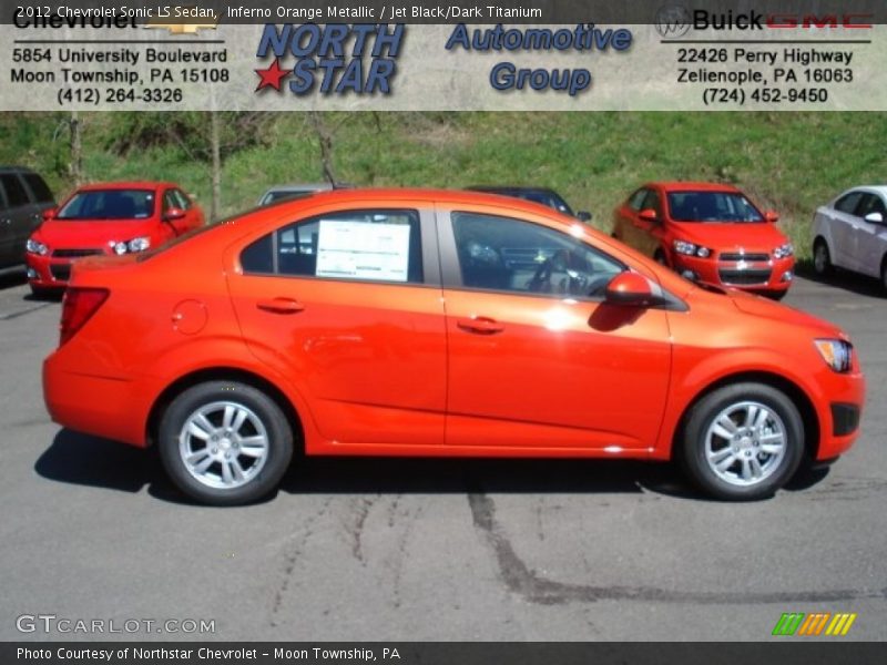 Inferno Orange Metallic / Jet Black/Dark Titanium 2012 Chevrolet Sonic LS Sedan