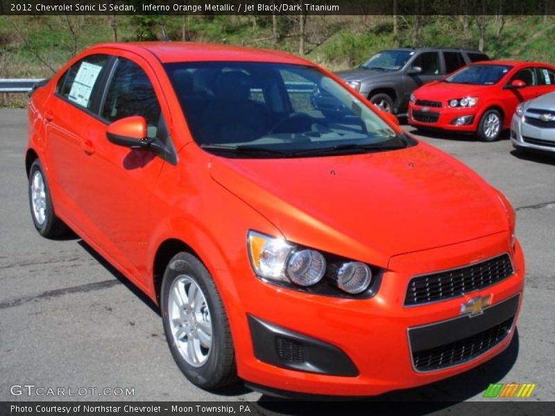 Inferno Orange Metallic / Jet Black/Dark Titanium 2012 Chevrolet Sonic LS Sedan