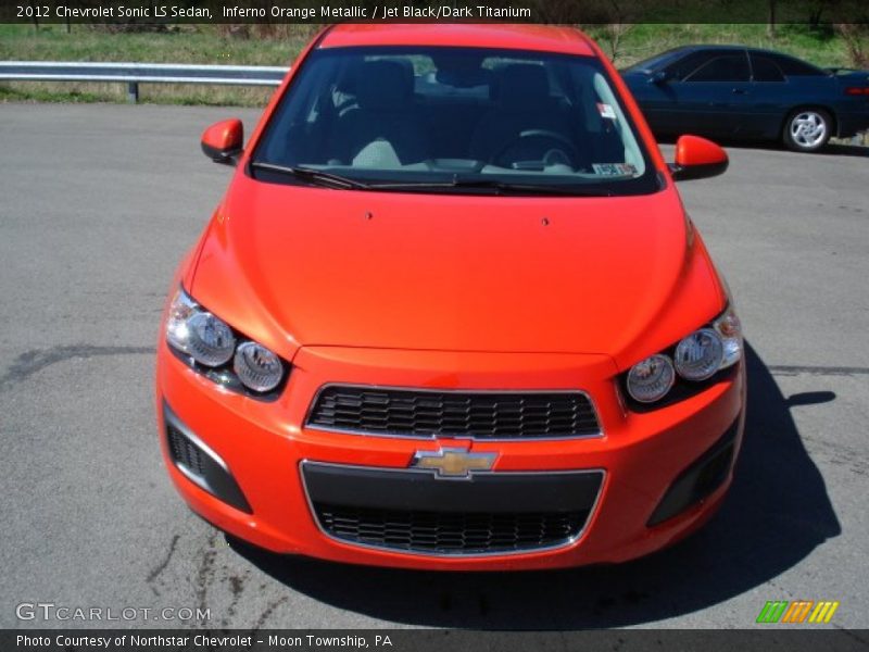 Inferno Orange Metallic / Jet Black/Dark Titanium 2012 Chevrolet Sonic LS Sedan