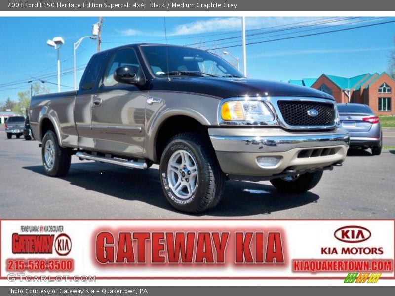 Black / Medium Graphite Grey 2003 Ford F150 Heritage Edition Supercab 4x4