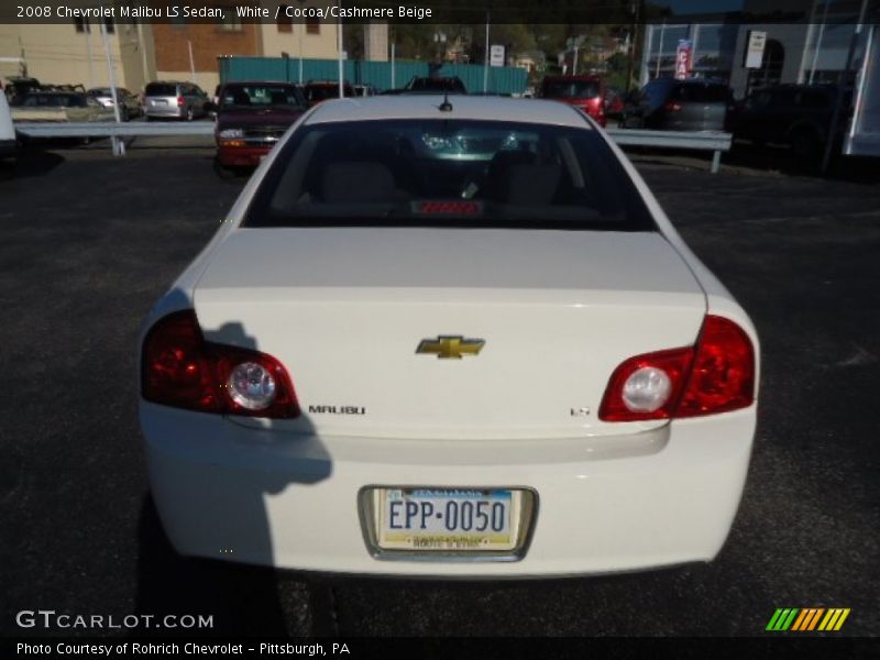 White / Cocoa/Cashmere Beige 2008 Chevrolet Malibu LS Sedan