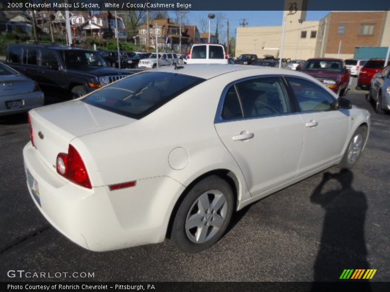 White / Cocoa/Cashmere Beige 2008 Chevrolet Malibu LS Sedan