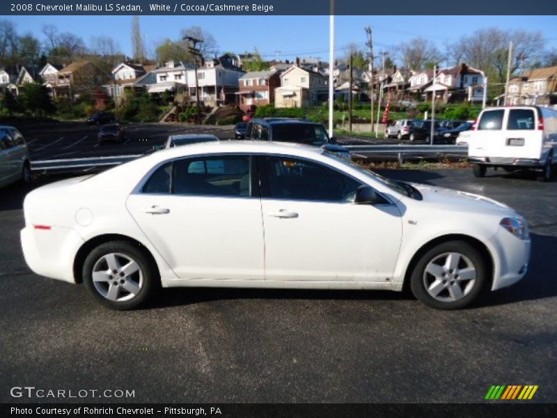 White / Cocoa/Cashmere Beige 2008 Chevrolet Malibu LS Sedan