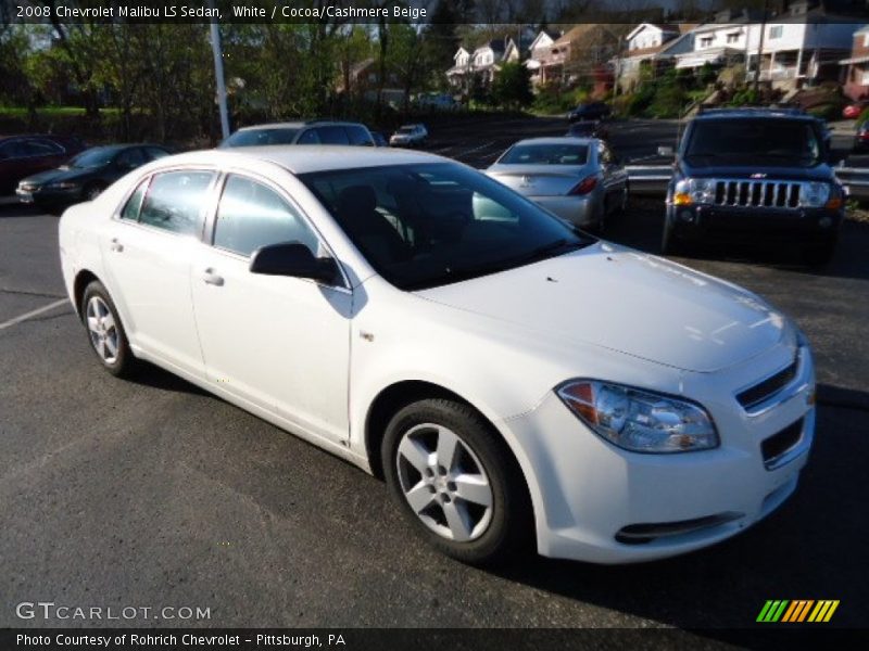 White / Cocoa/Cashmere Beige 2008 Chevrolet Malibu LS Sedan