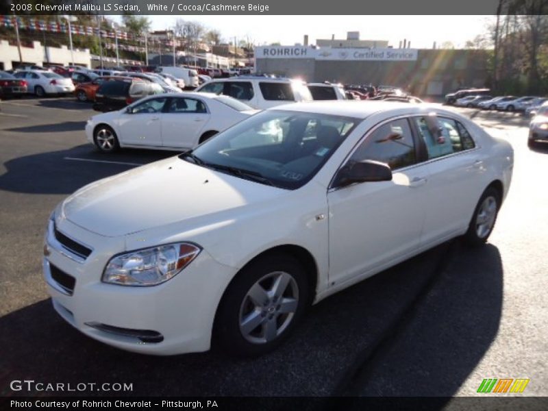 White / Cocoa/Cashmere Beige 2008 Chevrolet Malibu LS Sedan