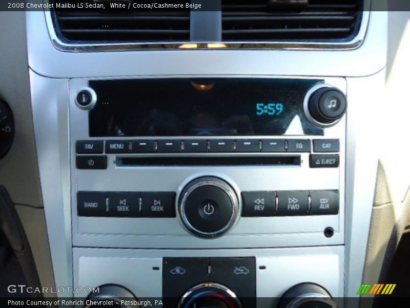 White / Cocoa/Cashmere Beige 2008 Chevrolet Malibu LS Sedan
