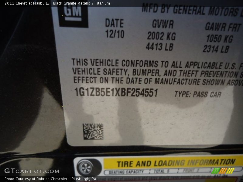 Black Granite Metallic / Titanium 2011 Chevrolet Malibu LS