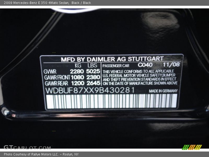 Black / Black 2009 Mercedes-Benz E 350 4Matic Sedan