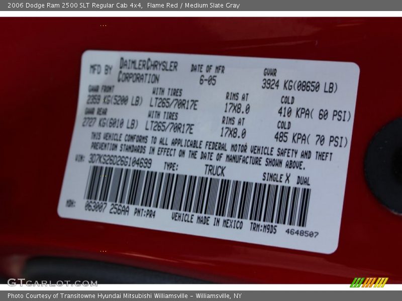 2006 Ram 2500 SLT Regular Cab 4x4 Flame Red Color Code PR4
